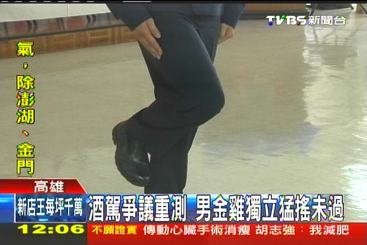 酒駕爭議重測 男金雞獨立猛搖未過