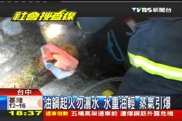 油鍋起火勿灑水!水重油輕 蒸氣引爆