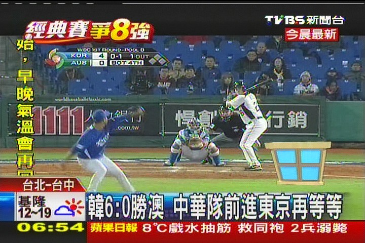 經典賽/韓6:0勝澳 中華隊前進東京再等等