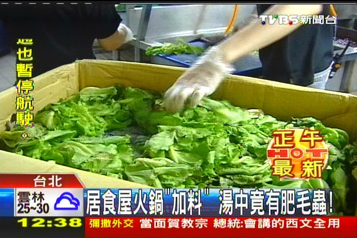 居食屋火鍋「加料」　湯中竟有肥毛蟲！