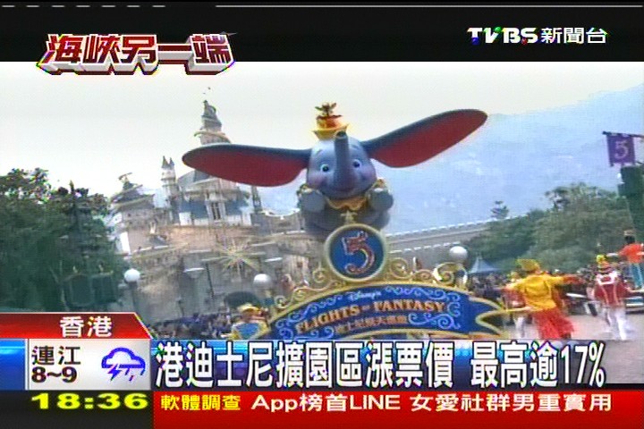港迪士尼擴園區漲 票價最高逾17%