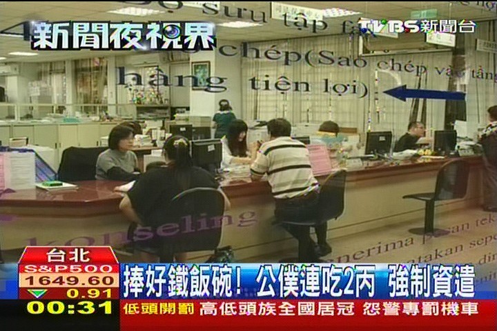 捧好鐵飯碗！公僕連吃2丙　強制資遣