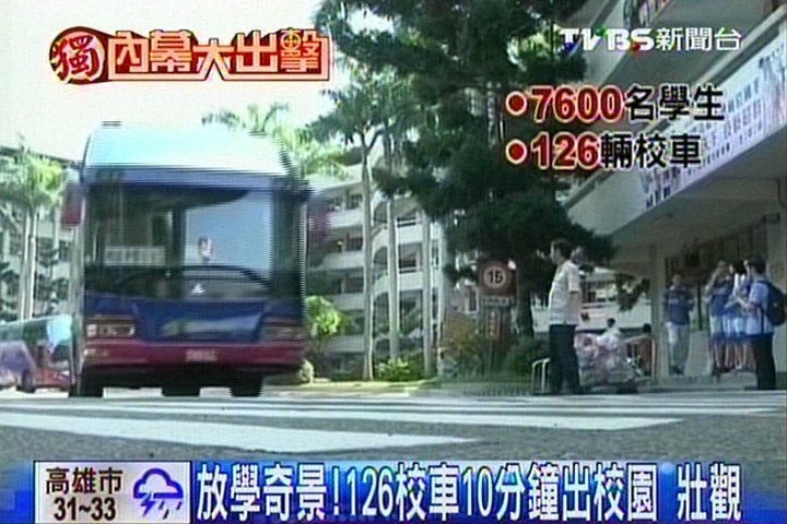 〈獨家〉放學奇景！126校車10分鐘出校園　壯觀