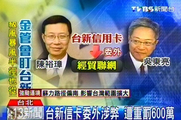 信卡委外違規　台新遭重罰600萬元