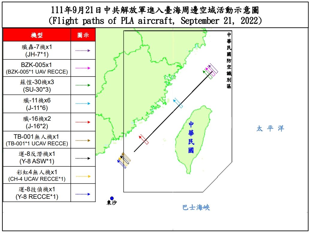 國防部公佈共機擾台資訊。（圖／國防部提供）