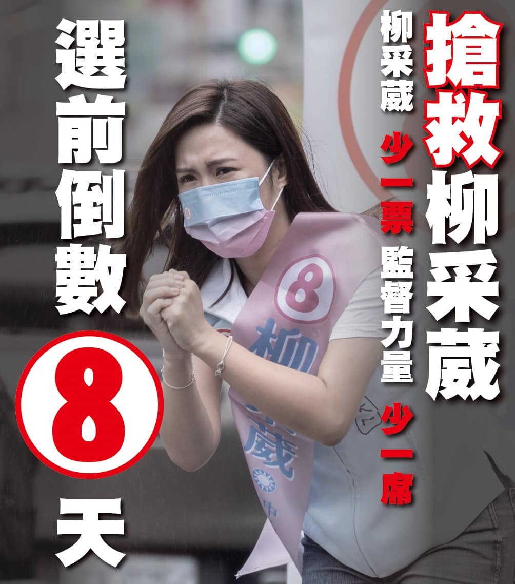 柳采葳喊出搶救牌,盼以前記者、主播身份爭取選民支持。(圖/翻攝柳采葳臉書)
