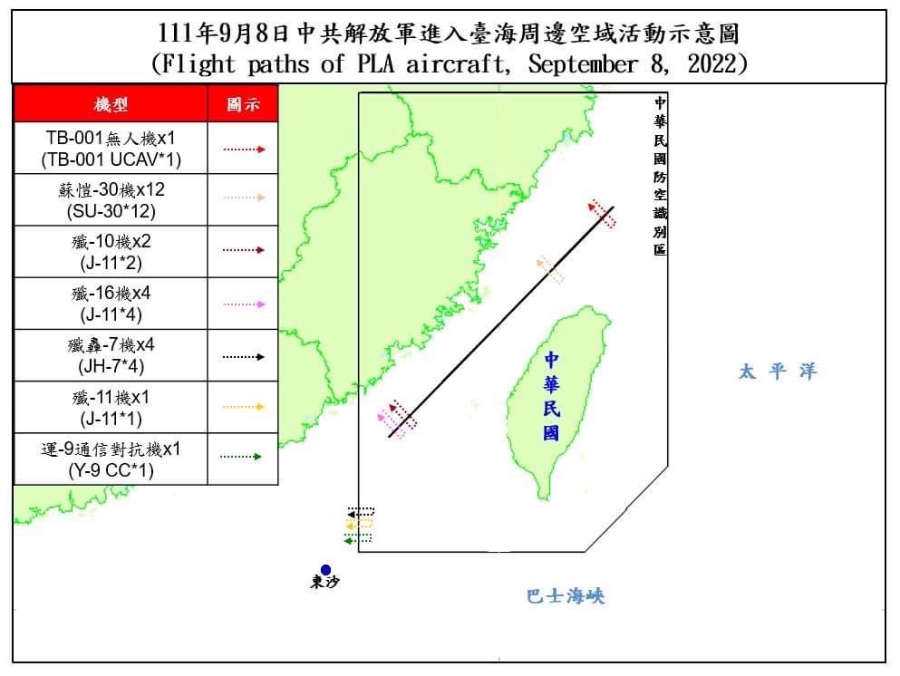 中秋連假前夕,中共軍機再度擾台。(圖/國防部提供)